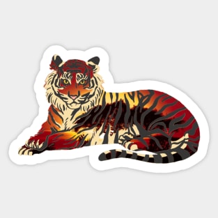 Sunset tiger silhouette digital art Sticker